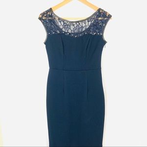 Fifth & Park Knee Length Cocktail Dress W/ Lace 4